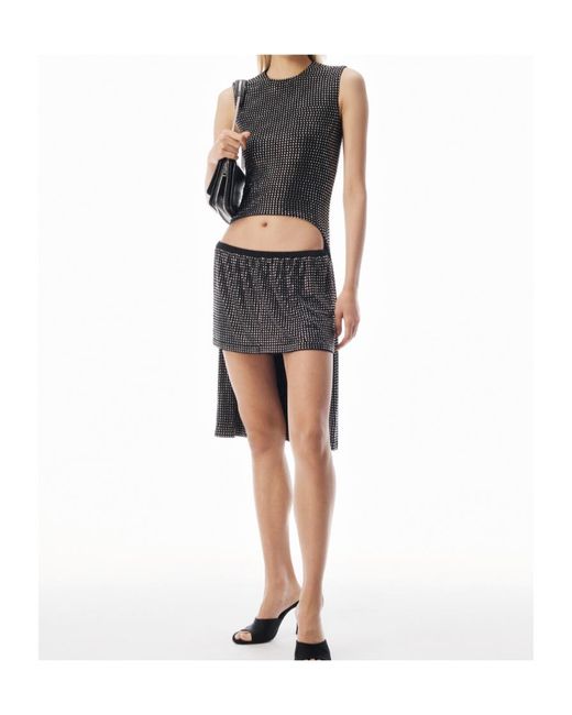 Alexander Wang Black Crystal Embellished Sleeveless High-Low Top