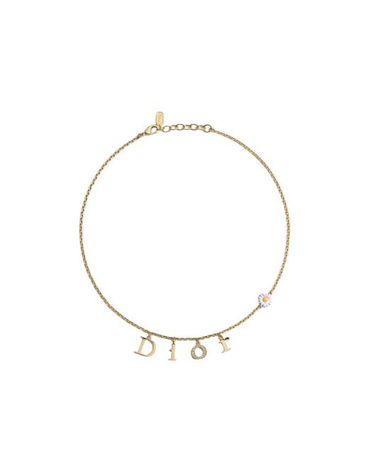 Dior Metallic Mini Daisy Necklace