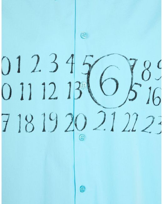 MM6 by Maison Margiela Blue Solid Color Printed Shirt