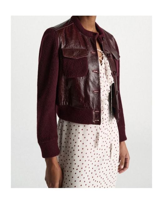 Dorothee Schumacher Brown It's A Match Lambskin-Panelled Knit Jacket