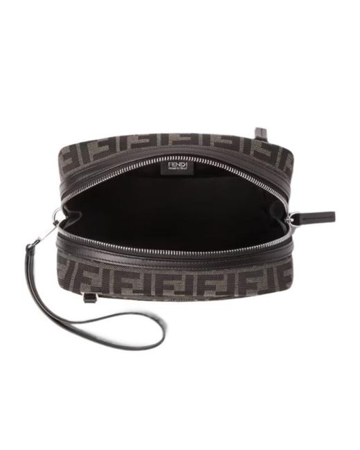 Fendi Brown Double Zip Toiletry Case Small for men