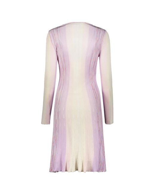 Missoni Pink Ribbed Fitted Knitted Midi Dress