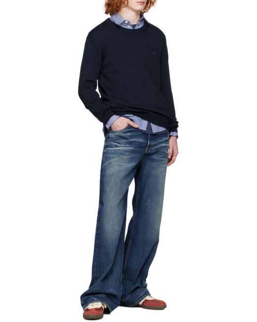 Maison Kitsuné Blue Maison Kitsuné Bold Fox Head Patch Knitted Jumper for men
