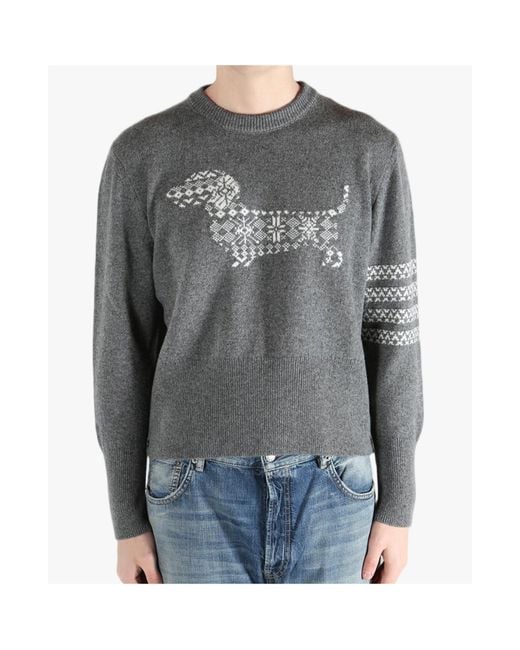 Thom Browne Gray Long-Sleeved Sweater for men