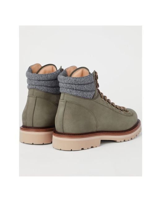 Brunello Cucinelli Brown Round Toe Lace-Up Boots for men