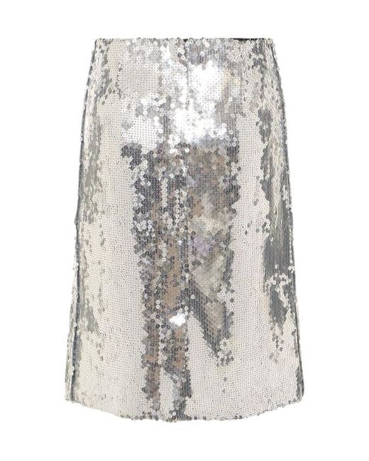 16Arlington White Sequined Midi Skirt