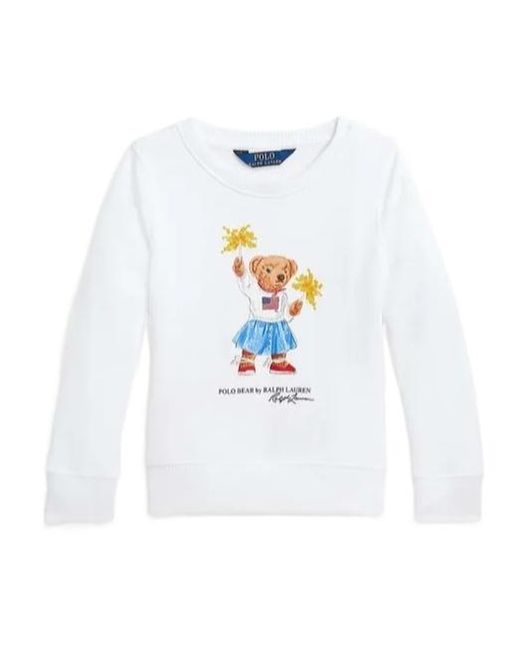 Polo Ralph Lauren White Polo Bear-Print Jersey Sweatshirt
