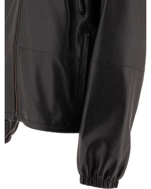 Loewe Black Long-Sleeved Leather Jacket for men