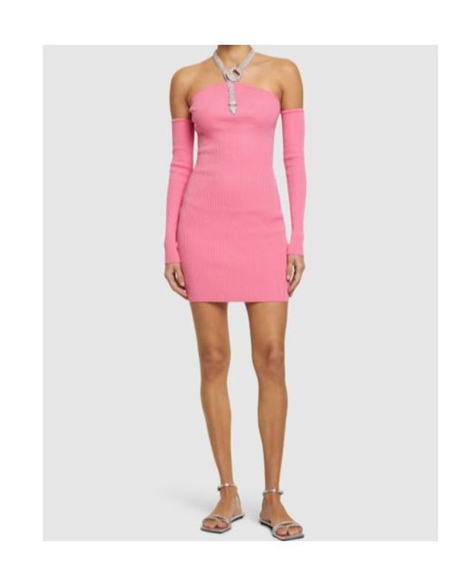 GIUSEPPE DI MORABITO Pink Elasticity Mini Knitted Dress