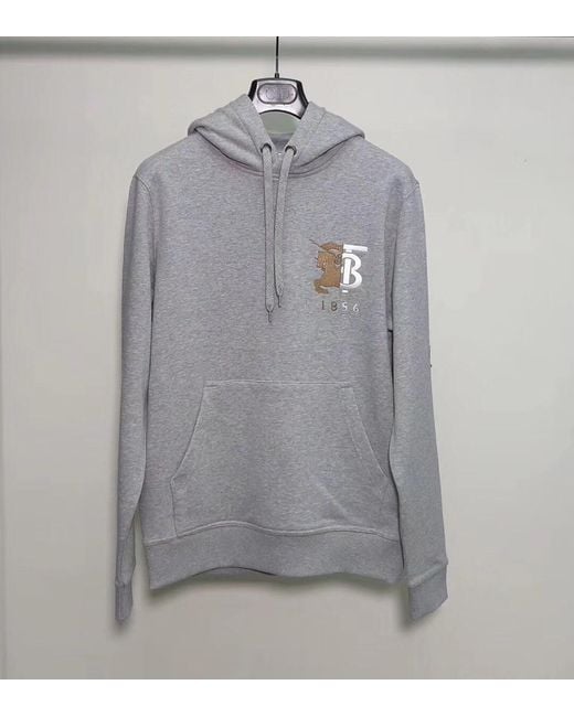 Burberry Gray Hooded Drawstring Sweater for men
