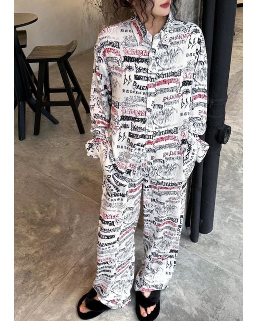 Balenciaga Diy Metal Allover Pyjama Casual Pants in White