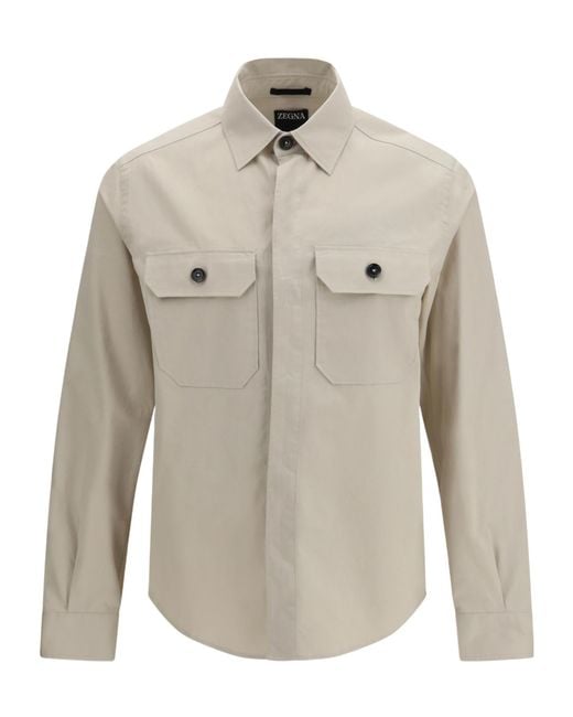 Zegna Gray Flap Pocket Shirt Jacket for men
