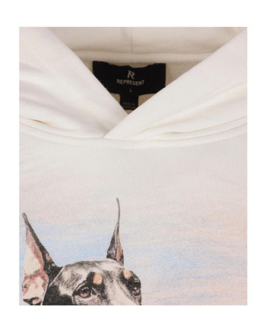 Represent White Western Dobermans Graphic Hoodie for men