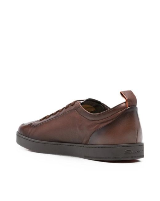 Santoni Brown Round-Toe Lace-Up Shoes for men