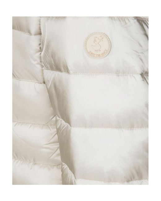 Save The Duck Gray Logo Patch Cotton-Padded Jacket