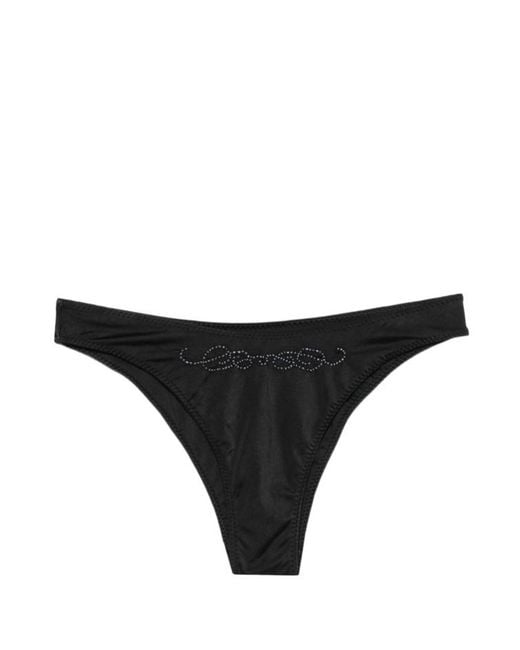 Frankie's Bikinis Black Beaded-Logo Swim Trunks