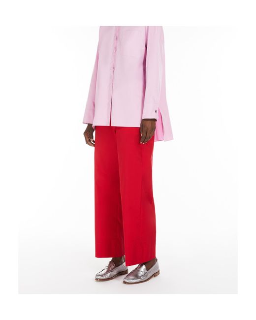 Max Mara Red Poplin Drawstring Trousers