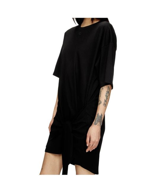 DIESEL Black D-Eivor Tie Front T-Shirt Dress