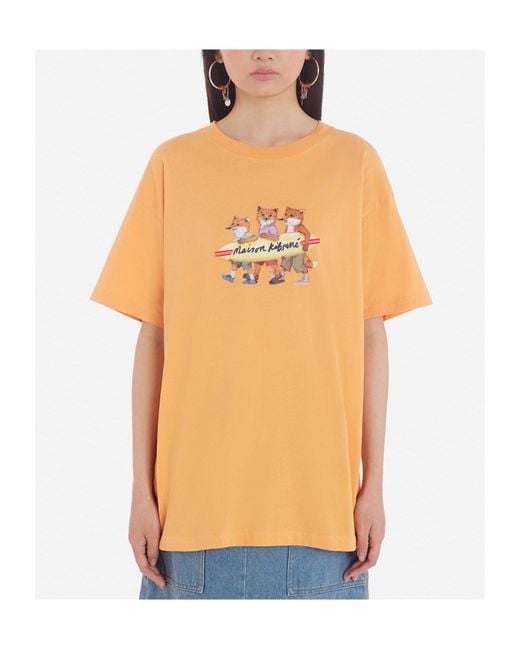 Maison Kitsuné Orange Maison Kitsuné Fox-Printed Crewneck T-Shirt