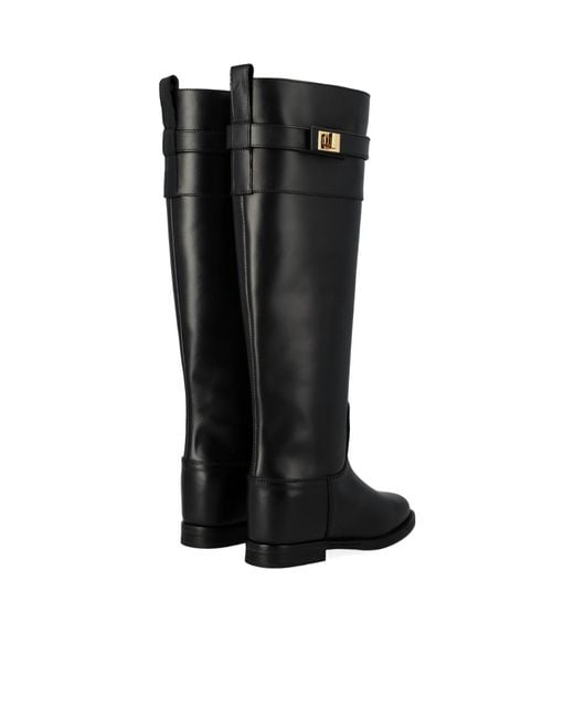 Via Roma 15 Black Logo Plaque Knee-High Boots