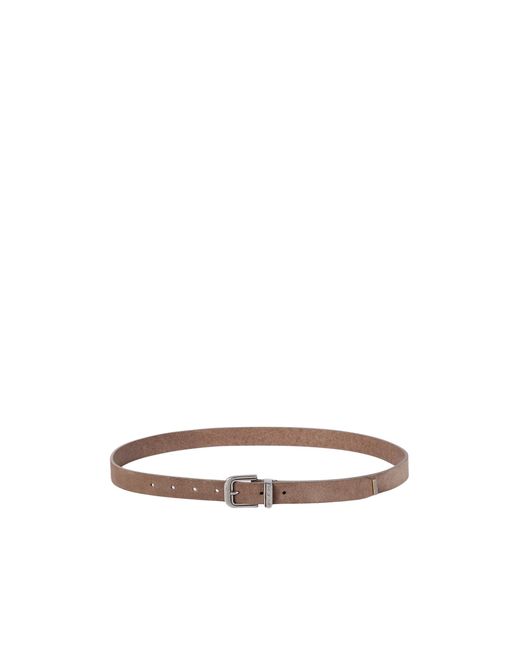 Brunello Cucinelli White Reversed Leather Belt for men