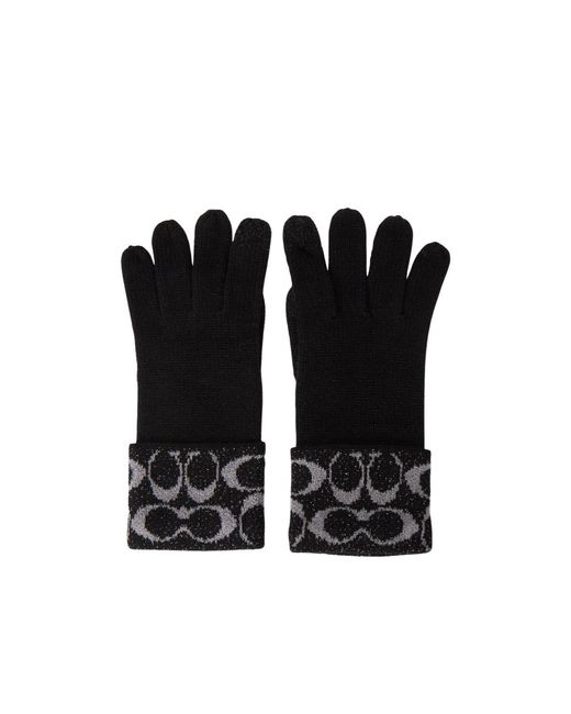 COACH Black Gloves And Hat Two-Piece Set