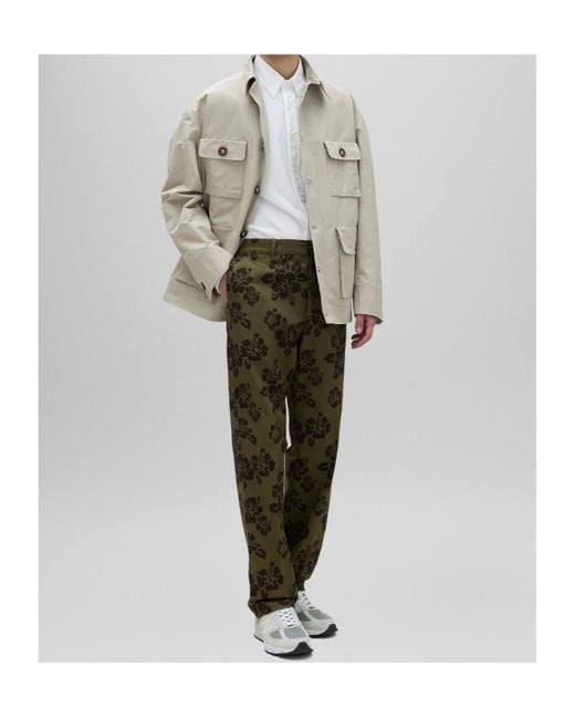 Aspesi Green Printed Casual Pants for men