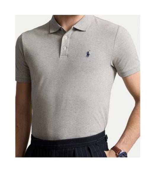Polo Ralph Lauren Gray Custom Slim Fit Stretched Polo Shirt for men