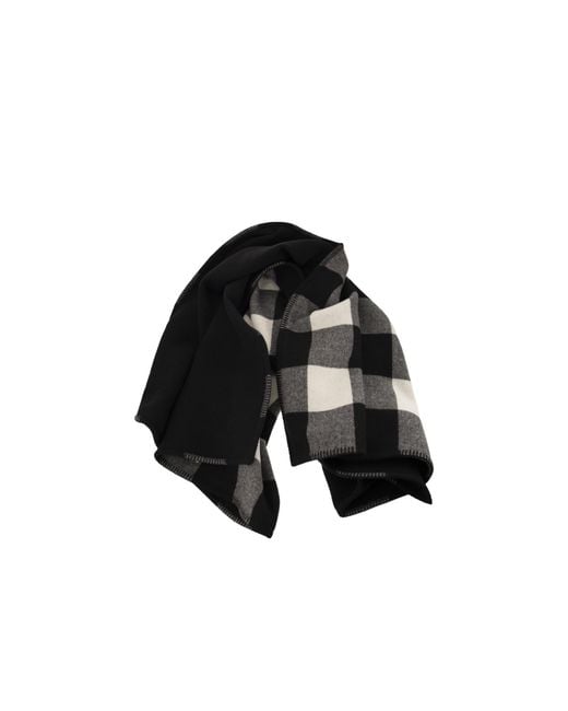 Woolrich Black Checked Knit Scarf for men