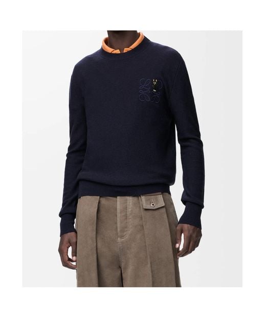 Loewe Blue X Louis Wain Wool-Blend Anagram Cat Sweater for men