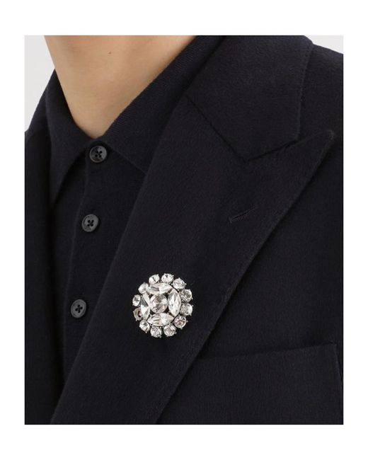 Dolce & Gabbana White Embellished Brooch for men