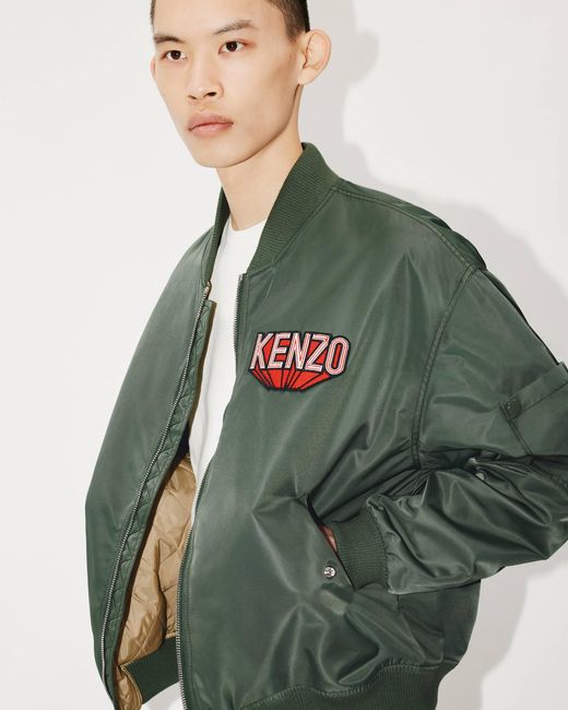 KENZO Green 3D Logo Zipped Bomber Jacket for men