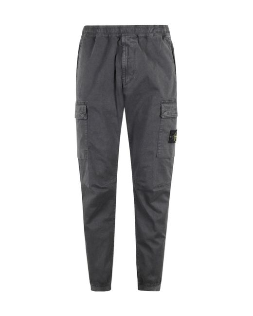 Stone Island Men's Gray Elastic Waist Casual Pants