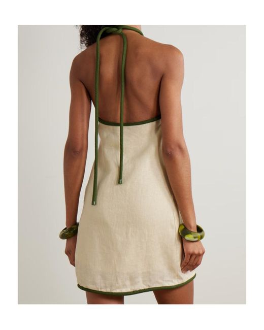 Farm Rio Natural Tree-Embroidered Mini Dress