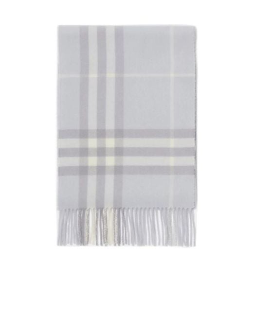 Burberry Gray Checked Fringed Scarf