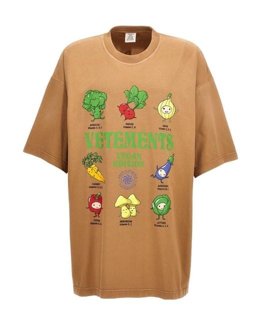 Vetements Multicolor Vegan Logo-Print Cotton T-Shirt for men