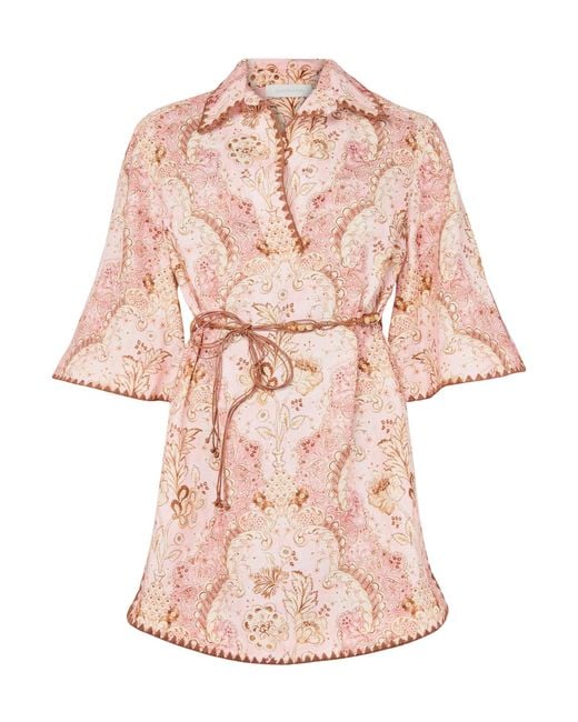Zimmermann Pink Daylight Mini Tunic Dress