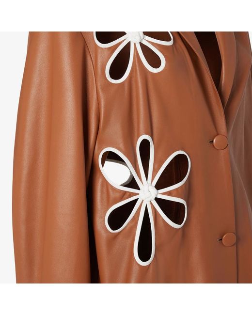 Fendi Brown Floal Cut-Out Detailed Overcoat
