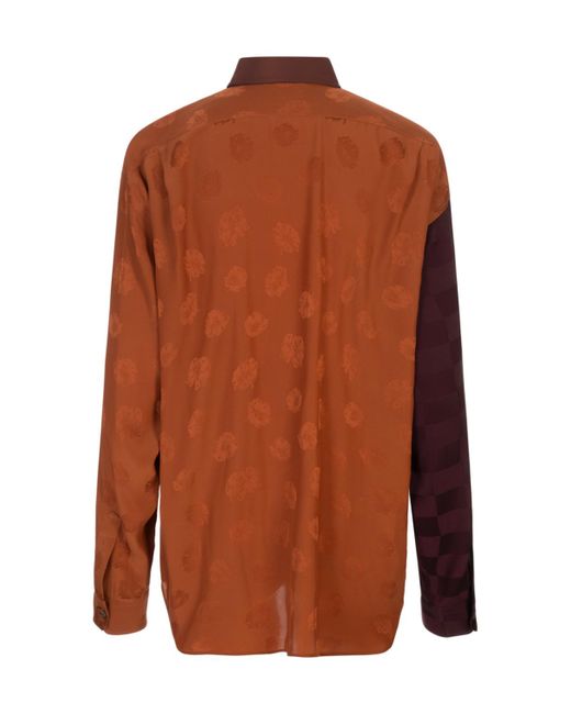 Moschino Brown Oversized Patchwork Satin Shirt