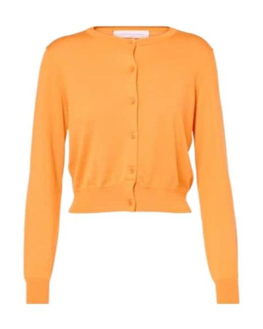 Carolina Herrera Orange Cropped Silk And Cotton Cardigan