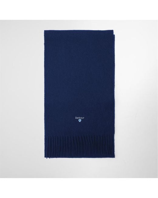Barbour Blue Solid Color Wool Scarf for men