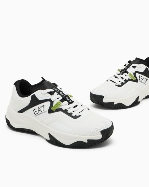 EA7 White Logo Printed Sport Shoes for men