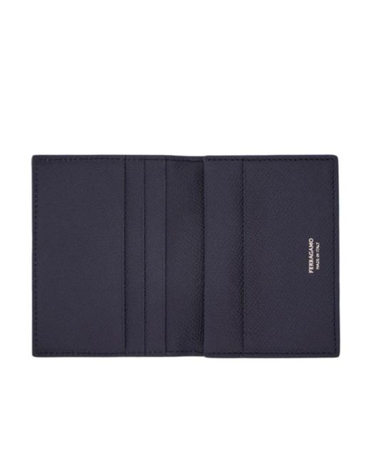 Ferragamo Blue Gancini Credit Card Holder for men