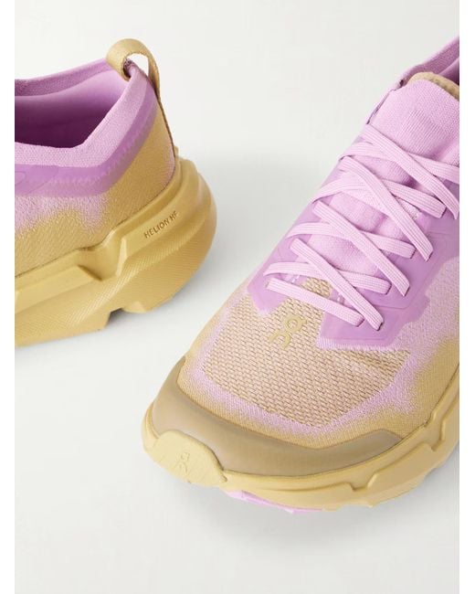 On Shoes Pink Rubber-Trimmed Stretch Recycled-Knit Sneakers