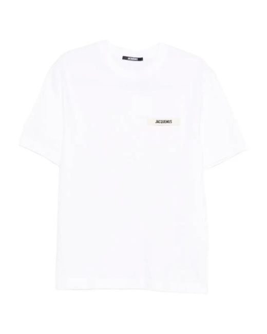 Jacquemus White Crew Neck Short-Sleeved T-Shirt for men