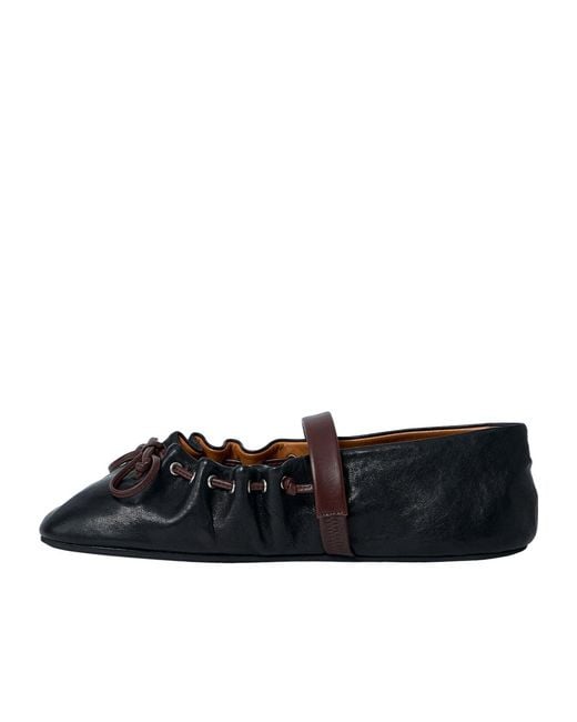 Marni Black Leather Mary Jane Soft Ballerinas