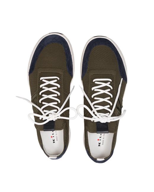 Kiton Black Logo Embossed Low-Top Sneakers for men
