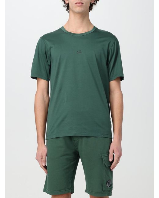 C P Company Green Logo-Printed Cotton T-Shirt for men