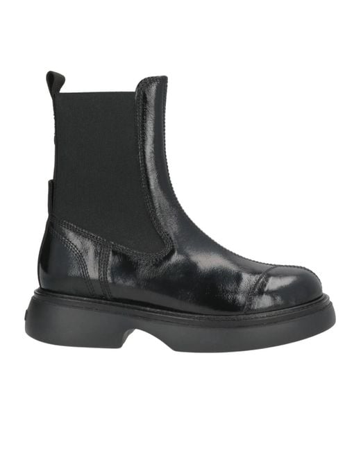 Ganni Black Solid Color Ankle Boots