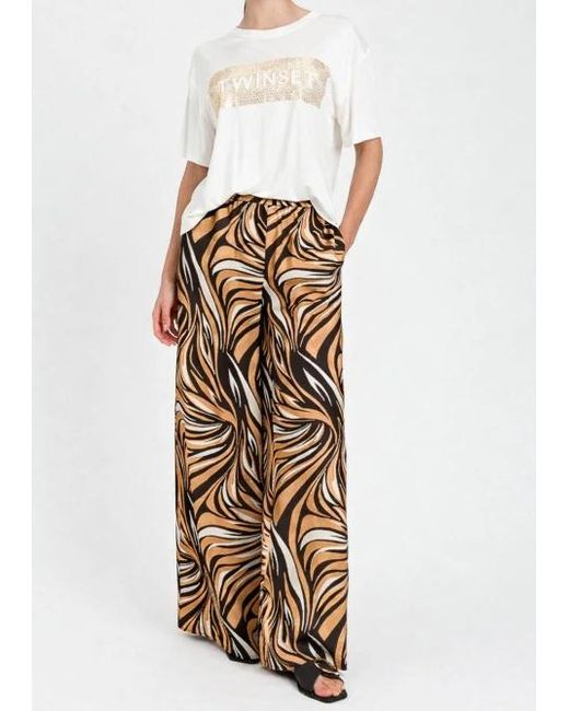 Twinset Multicolor Printed Wide-Leg Pants